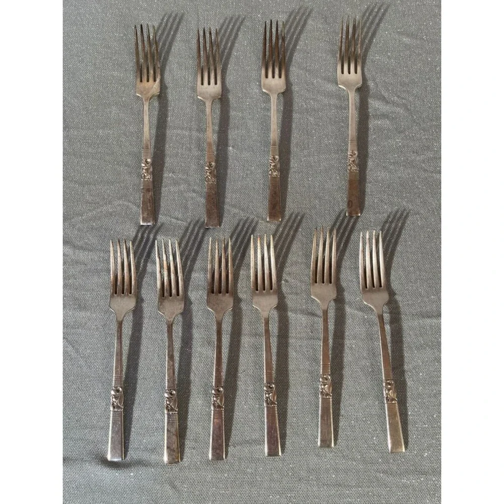 Vintage 40s Oneida Morning Star Community Silverplate Dinner Forks Set of 10